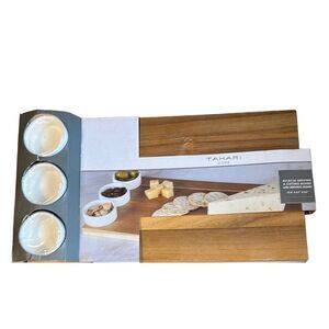 Tahari Home Acacia Serving & Cutting Board‎ with Serving Dishes NIB